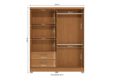 Imagen 2 del producto CLOSET OLIVEIRA 3 PUERTAS 2 CAJONES CANELA