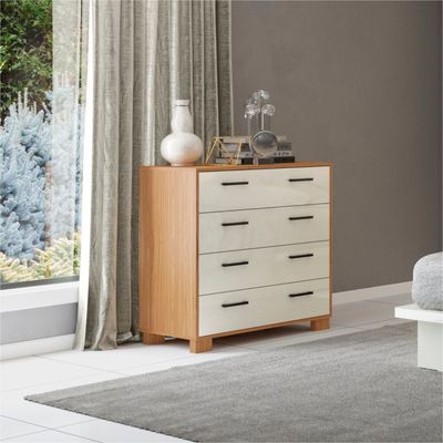 Cómoda Londrina 4 Cajones Blanco-Canela