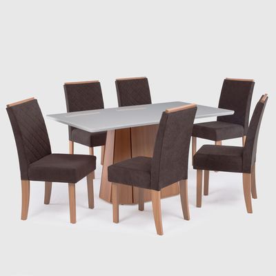 COMEDOR 6 PERSONAS RIBEIRA CANELA-CHOCOLATE