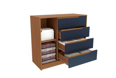 Imagen 2 del producto COMODA INDIANA 4 CAJONES 1 PUERTA CANELA-AZUL