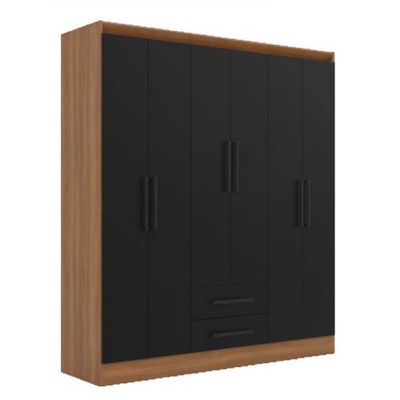 Clóset 6 Puertas 2 Cajones Ámbar Negro-Canela