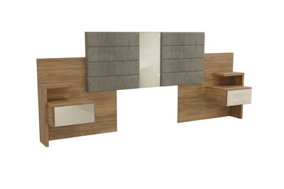 RESPALDO PLANALTO 2PL CON VELADORES NOGAL-GRAFITO