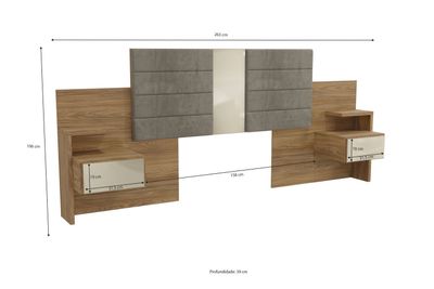 Imagen 2 del producto RESPALDO PLANALTO 2PL CON VELADORES NOGAL-GRAFITO