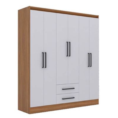 Clóset 6 Puertas  2 Cajones Ámbar Blanco-Canela