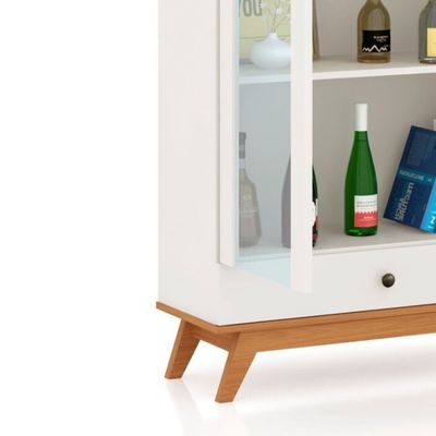 Imagen 2 del producto Vitrina Recife 2 Puertas + 1 Cajón Blanco-Canela