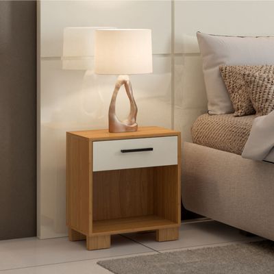 Velador Londrina 1 Cajón Blanco-Canela