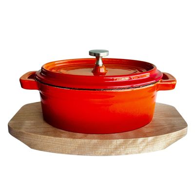 MINI OLLA HIERRO ENLOZADO OVALADA NARANJA 15.5X9.2X4.8 CM