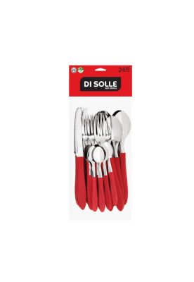 PACK CUBIERTOS 24 PIEZAS ROJO