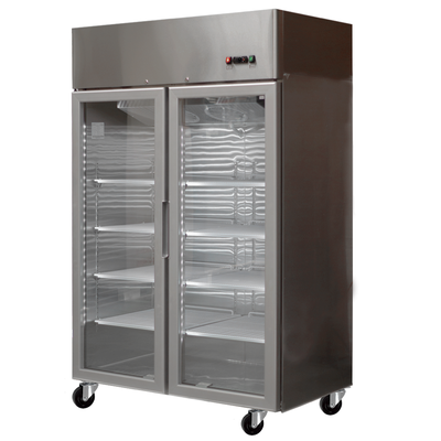 REFRIGERADOR ACERO INOXIDABLE 2 PUERTAS DE VIDRIO 1300 LITROS