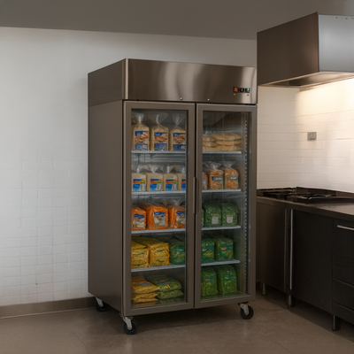 Imagen 2 del producto REFRIGERADOR ACERO INOXIDABLE 2 PUERTAS DE VIDRIO 1300 LITROS