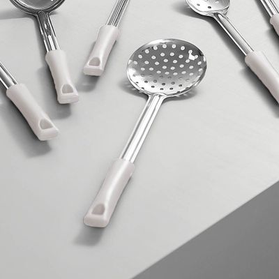 Imagen 2 del producto ESPUMADERA ACERO INOX 43 CM MANGO BLANCO