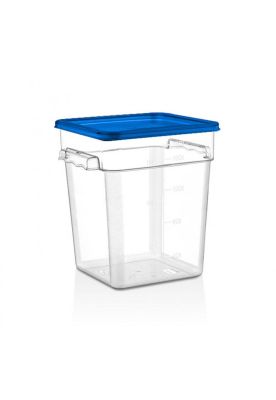 RECIPIENTE POLICARBONATO CUADRADO 17,2 LT CON TAPA AZUL
