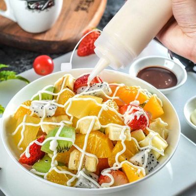 Imagen 2 del producto SET DE 2 BOTELLAS DISPENSADORAS SALSA GRADUADA TRANSPARENTE 600ML