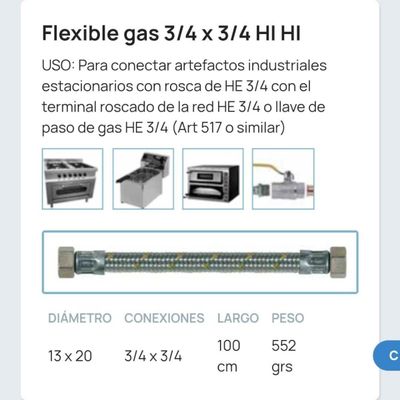 Imagen 2 del producto FLEXIBLE DE GAS CERTIFICADO DE 3/4