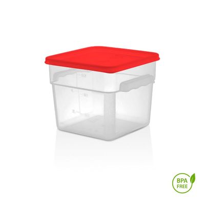 RECIPIENTE CUADRADO POLIETILENO 5.7 LITROS CON TAPA ROJA
