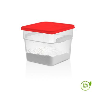 Imagen 2 del producto RECIPIENTE CUADRADO POLIETILENO 5.7 LITROS CON TAPA ROJA