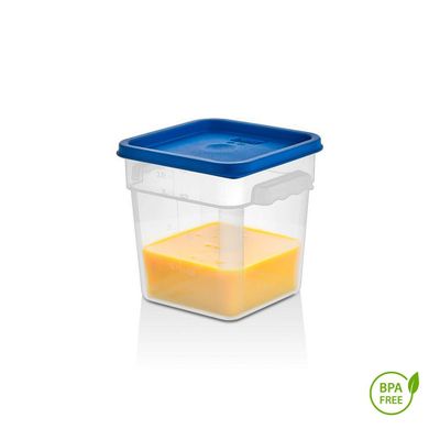 Imagen 2 del producto RECIPIENTE CUADRADO POLIPROPILENO 3.8 LTS CON TAPA AZUL