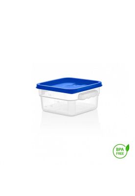RECIPIENTE CUADRADO POLIPROPILENO 1.9 LTS CON TAPA AZUL