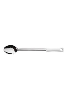 CUCHARA PERFORADA ACERO INOX  23 CM MANGO BLANCO DURAFIO