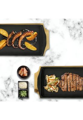 Imagen 2 del producto Plato Hierro Rectangular Con Base Madera 27.3X15X1.8 Cm