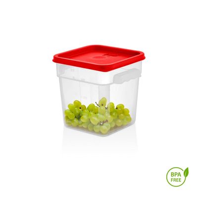 Imagen 2 del producto RECIPIENTE CUADRADO POLIPROPILENO 7.6 LITROS CON TAPA ROJA
