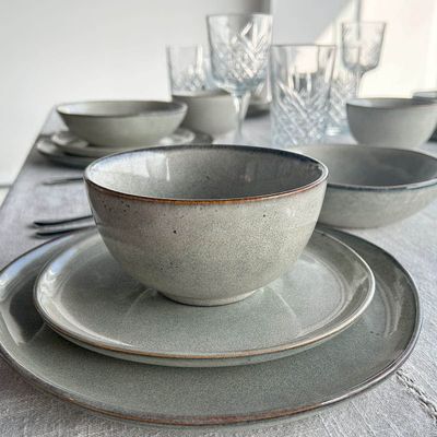Imagen 2 del producto SET 6 PLATOS REDONDO CERAMICA 21 CM GRIS LINEA LAOS
