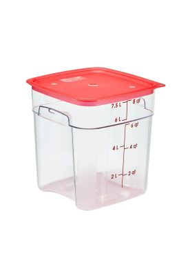 Imagen 2 del producto RECIPIENTE GRADUADO CUADRADO POLICARBONATO 8 LTS. CON TAPA ROJA