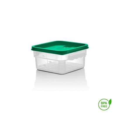 Imagen 2 del producto RECIPIENTE CUADRADO POLIPROPILENO 1.9 LITROS CON TAPA VERDE