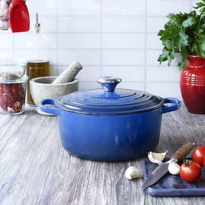 Imagen 2 del producto OLLA HIERRO FUNDIDO REDONDA AZUL 24 X 12 CM