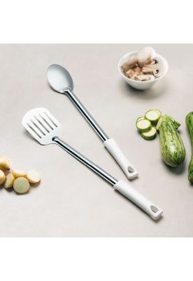 Imagen 2 del producto CUCHARA SOLIDA ACERO INOX 43CM MANGO BLANCO