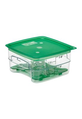 Imagen 2 del producto RECIPIENTE GRADUADO CUADRADO POLICARBONATO 2 LTS. CON TAPA VERDE Y DRENAJE