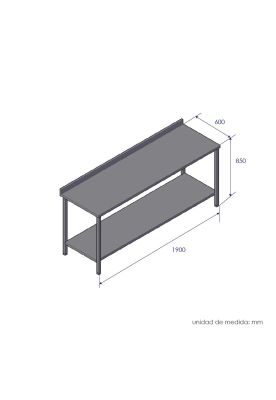 Imagen 2 del producto MESÓN DE TRABAJO MURAL MED. 190 x 60 x 85 cm