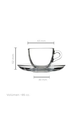 Imagen 2 del producto SET 6 TAZA CAFE VIDRIO LISA 85 CC LINEA BASICA