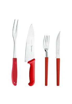 JUEGO DE ASADO 14 PIEZAS ROJO