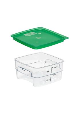 RECIPIENTE GRADUADO CUADRADO POLICARBONATO 2 LTS. CON TAPA VERDE