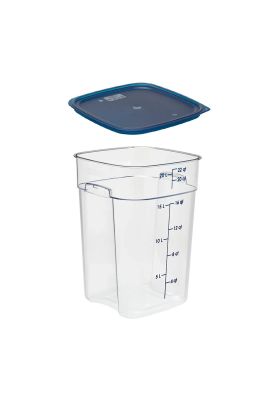 RECIPIENTE GRADUADO CUADRADO POLICARBONATO 22 LTS. CON TAPA AZUL
