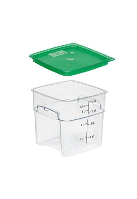 RECIPIENTE GRADUADO CUADRADO POLICARBONATO 4 LTS. Y TAPA VERDE