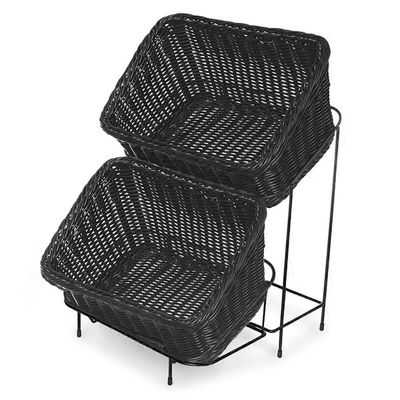 Imagen 1 del producto SET DE 2 CANASTOS CON SOPORTE DE EXHIBICIÓN COLOR NEGRO 23.5X33 CM