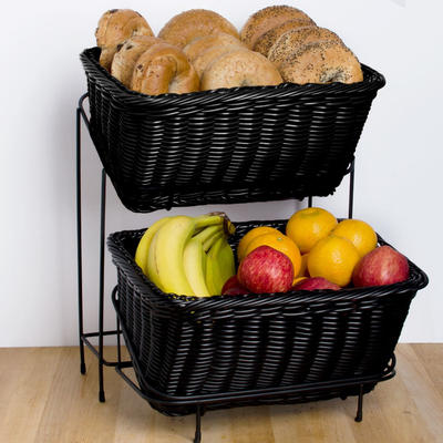 Imagen 2 del producto SET DE 2 CANASTOS CON SOPORTE DE EXHIBICIÓN COLOR NEGRO 23.5X33 CM