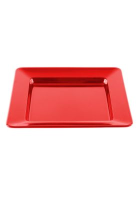 PLATO CUADRADO MELAMINA ROJA 30x30 cm