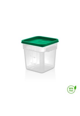RECIPIENTE CUADRADO POLIPROPILENO 3.8 LTS CON TAPA VERDE