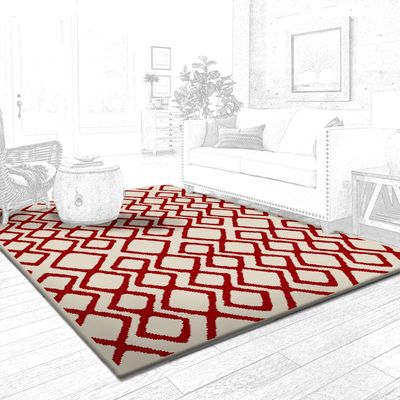 Imagen 2 del producto alfombra shag anat2 140x200 cm blanco-rojo