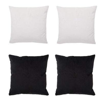 Set 4 Cojines combinados  40X40  Felpa velvet  Ivory y Negro