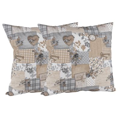 Set 2 cojines Lona Española Patchwork 50x50 Gris