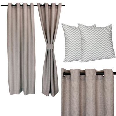 Set Cortina Kikar Gris  1,40x225 cm + 2 cojines 50x50 cm