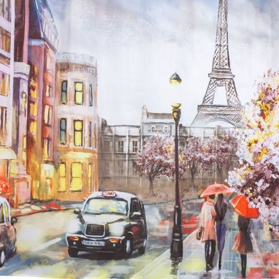 Imagen 2 del producto Set Cortina Baño Paris Taxi + Juego de Toallas amarillo