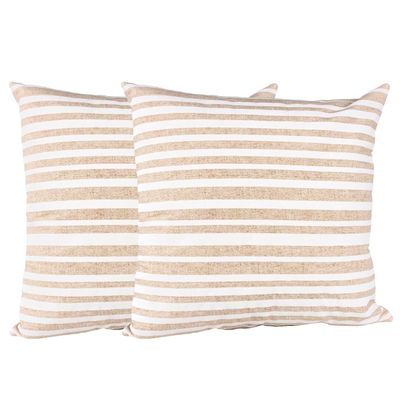 Set 2 cojines Lona Española Rayas 50x50 BEIGE