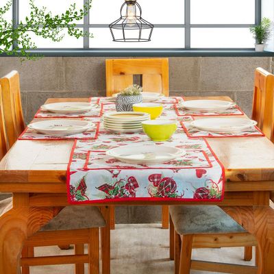 Camino de mesa Lona espa ola estampada Navidad Corazones