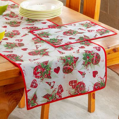 Imagen 2 del producto Camino de mesa Lona espa ola estampada Navidad Corazones