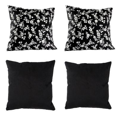 Imagen 1 del producto Set 4 Cojines Tela  40x40   Lona Keila  y Felpa  Negro